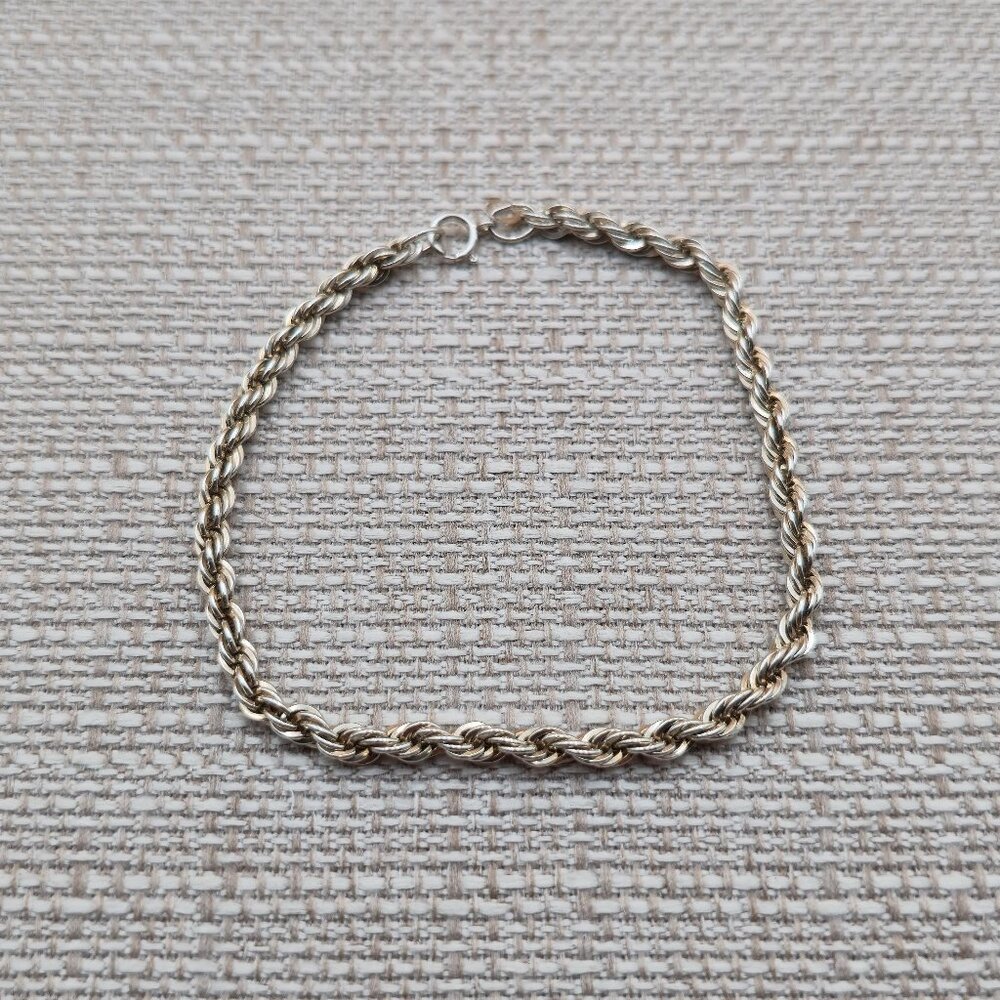 8 Inch Sterling Silver Heavy Braided Unisex Chain Bracelet A5450